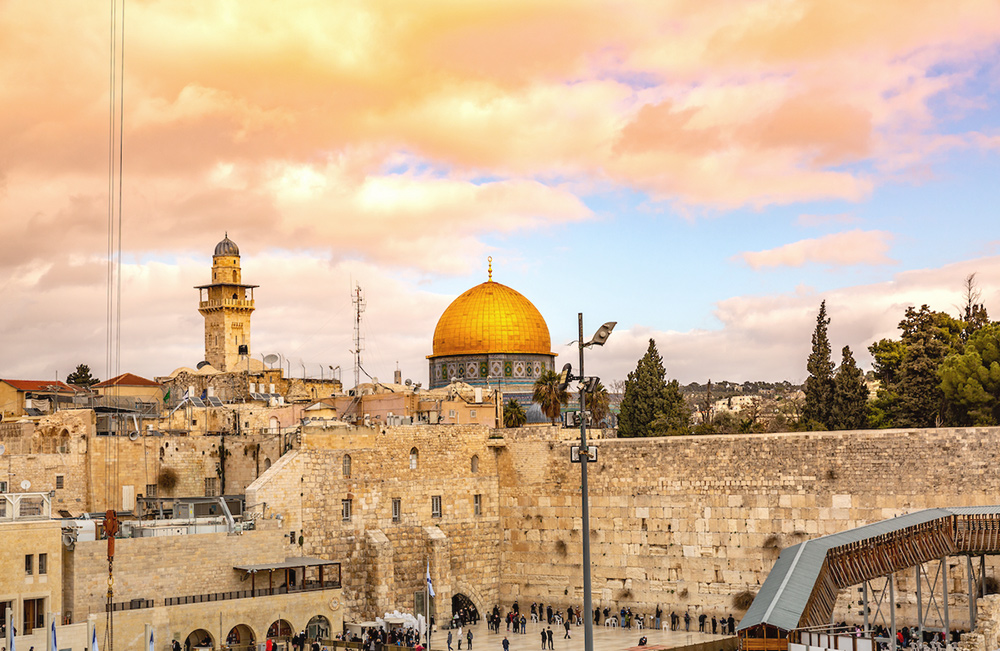 Temple Mount with Western Wall in foreground